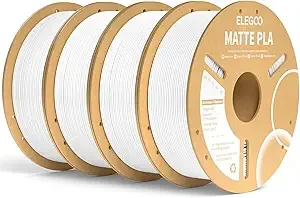 Elegoo ELEGOO Matte PLA Filament Matte White 4KG 3D Printer Filament Bundle Dimensional Accuracy +/-, 4pcs 1kg Carboard Spool (2.2lbs) for Most FDM 3D Printers