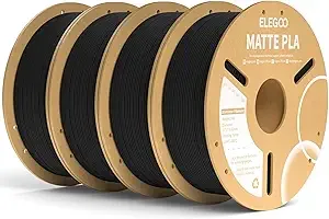 Elegoo ELEGOO Matte PLA Filament Matte Black 4KG 3D Printer Filament Dimensional Accuracy +/-, 4pcs 1kg Carboard Spool (2.2lbs) for Most FDM 3D Printers