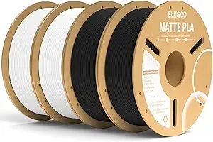 Elegoo ELEGOO Matte PLA Filament Black & White 4KG 3D Printer Filament Bundle Dimensional Accuracy +/-, 1kg Carboard Spool (2.2lbs) Fits for Most FDM 3D Printers