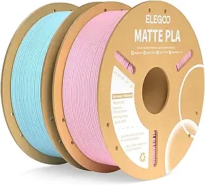 Elegoo ELEGOO Matte PLA Filament Sakura Pink & Ice Blue 2KG 3D Printer Filament Dimensional Accuracy +/-, 2pcs 1kg Carboard Spool (2.2lbs) Fits for Most FDM 3D Printers