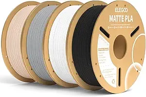 Elegoo ELEGOO Matte PLA Filament Bundle 4KG 3D Printer Filament Dimensional Accuracy +/-, 1kg Carboard Spool (2.2lbs) for Most FDM 3D Printers(Black, White, Gray, Beige)
