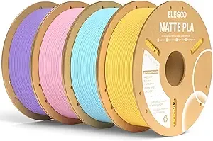 Elegoo ELEGOO Matte PLA Filament Bundle 4KG 3D Printer Filament Dimensional Accuracy +/-, 1kg Spool (2.2lbs) Fits for Most FDM 3D Printers Sakura Pink/Lavender Purple/Ice Blue/Sunshine Yellow