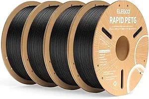 Elegoo ELEGOO Rapid PETG Filament Black 4KG, High Speed 30-/s 3D Printer Filament Dimensional Accuracy +/-, 1kg Cardboard Spool(2.2lbs) Fits for Most FDM 3D Printers