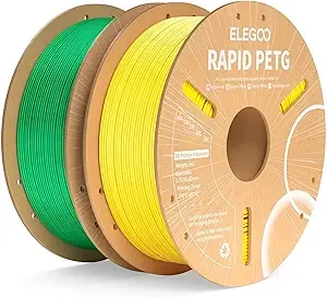Elegoo ELEGOO Rapid PETG Filament Yellow & Green 2KG, High Speed/s 3D Printer Filament Dimensional Accuracy +/-, 1kg Cardboard Spool(2.2lbs) Fits for Most FDM 3D Printers