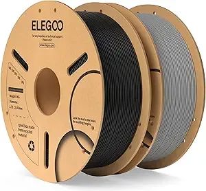 Elegoo ELEGOO PLA Filament Black & Gray 2KG, 3D Printer Filament Dimensional Accuracy +/-, 2 Pack 1kg Cardboard Spool(2.2lbs) 3D Printing Filament Fits for Most FDM 3D Printers