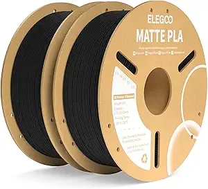 Elegoo ELEGOO Matte PLA Filament Matte Black 2KG 3D Printer Filament Dimensional Accuracy +/-, 2pcs 1kg Carboard Spool (2.2lbs) Fits for Most FDM 3D Printers