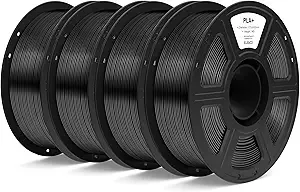 Elegoo ELEGOO PLA+ Filament Black 4KG, High Toughness PLA Plus 3D Printer Filament Dimensional Accuracy +/-, 4pcs 1kg Spool(2.2lbs) Fits for Most FDM 3D Printers