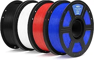 Elegoo ELEGOO PETG Filament Bundle 4KG, 3D Printer Filament Dimensional Accuracy +/-, 4pcs 1kg Spool(2.2lbs) Fits for Most FDM 3D Printers(Black, White, Red, Blue)