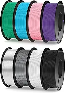 Elegoo ELEGOO 250g PLA 3D Printer Filament Bundle, 8 Colors Dimensional Accuracy +/-, 8 Pack 250g Spool, Black/White/Space Gray/Translucent/Sky Blue/Sea Green/Pink/Purple