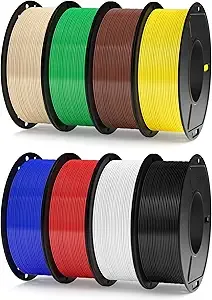 Elegoo ELEGOO 250g Rapid PETG Filament Bundle, 8 Colors High Speed/s 3D Printer Filaments Dimensional Accuracy +/-, 8 Pack 250g Spool Brown/Beige/Black/White/Red/Blue/Green/Yellow