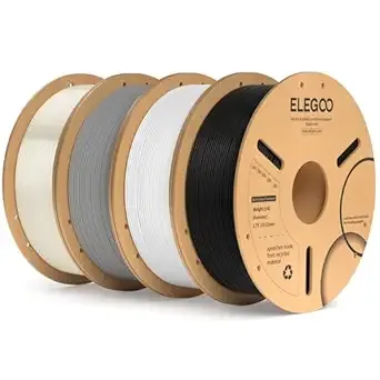 Elegoo ELEGOO PLA Plus Filament Bundle 4KG, PLA+ Tough 3D Printer Filament Dimensional Accuracy +/-, 4 Pack 1kg Spool(2.2lbs) Fits for Most FDM 3D Printers(Black, White, Gray, Translucent)