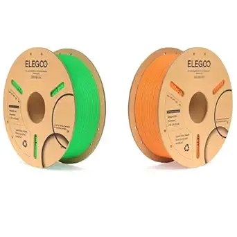 Elegoo PLA Filament Neon Green 1KG & PLA Plus Filament Orange 1KG