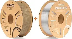 Elegoo Wood PLA Filament 1KG & Rapid PETG Filament Transparent 1KG