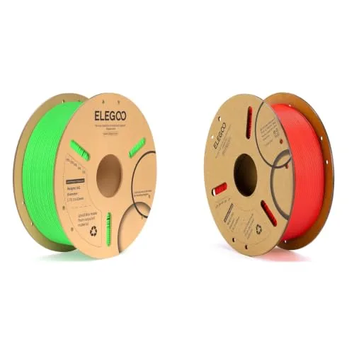 Elegoo ELEGOO PLA Plus Filament Neon Green 1KG & PLA Filament Red 1KG