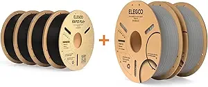 Elegoo Rapid PLA Plus Filament Black 4KG & PLA Filament Gray 2KG