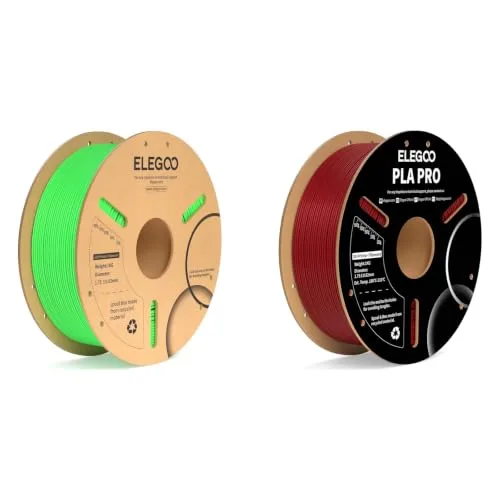 Elegoo ELEGOO PLA+ Filament Neon Green 1kg & PLA PRO Filament Burgundy Red 1kg
