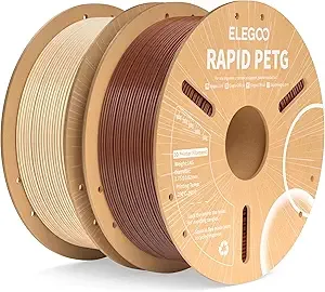 Elegoo ELEGOO Rapid PETG Filament Beige & Brown 2KG, High Speed/s 3D Printer Filament Dimensional Accuracy +/-, 1kg Cardboard Spool(2.2lbs) Fits for Most FDM 3D Printers