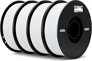 Elegoo ELEGOO TPU Filament White 4KG, 95A Flexible Soft 3D Printing Filament, 4pcs 1KG Spool(2.2lbs) Fits for Most FDM 3D Printers