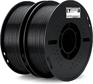 Elegoo ELEGOO TPU Filament Black 2KG, 95A Flexible Soft 3D Printing Filament 2pcs 1KG Spool(2.2lbs) Fits for Most FDM 3D Printers