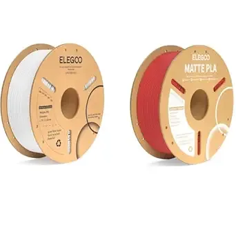 Elegoo PLA Plus Filament White 1KG & Matte PLA Filament Ruby Red 1KG