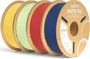 Elegoo ELEGOO Matte PLA Filament Bundle 4KG 3D Printer Filament Dimensional Accuracy +/-, 1kg Spool (2.2lbs) Fits for Most FDM 3D Printers Navy Blue/Ruby Red/Mint Green/Sunshine Yellow