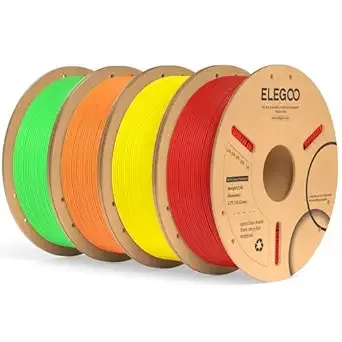 Elegoo ELEGOO PLA Plus Filament Bundle 4KG, PLA+ Tough 3D Printer Filament Dimensional Accuracy +/-, 4 Pack 1kg Spool(Red, Yellow, Orange, Neon Green)