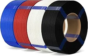 Elegoo ELEGOO PLA Basic Refill Filament Bundle 4KG, 3D Printer Filament No Spool for Reusable Spool Refilling Dimensional Accuracy +/-, 4pcs 1kg Spool(2.2lbs) Black, White, Red, Cobalt Blue