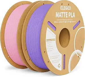Elegoo ELEGOO Matte PLA Filament Lavender Purple & Sakura Pink 2KG 3D Printer Filament Dimensional Accuracy +/-, 2pcs 1kg Carboard Spool (2.2lbs) Fits for Most FDM 3D Printers