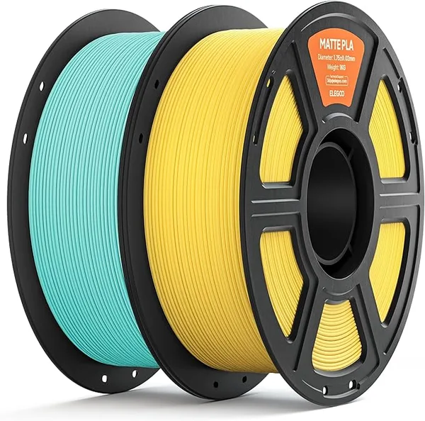 Elegoo ELEGOO Matte PLA Filament Teal Green & Sunshine Yellow 2KG, 3D Printer Filament High Precision, 2pcs 1kg Spool (2.2lbs) Fits for Most FDM 3D Printers