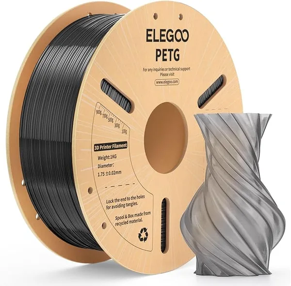 Elegoo ELEGOO PETG Filament Transparent Gray 1KG, Translucent 3D Printer Filament High Precision, Strong & Durable 1kg Spool(2.2lbs) Fits for Most FDM 3D Printers