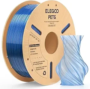 Elegoo ELEGOO PETG Filament Translucent Blue 1KG, Transparent 3D Printer Filament High Precision, Strong & Durable 1kg Spool(2.2lbs) Fits for Most FDM 3D Printers