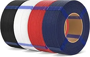 Elegoo ELEGOO Matte PLA Refill Filament Bundle 4KG, 3D Printer Filament No Spool High Dimensional Accuracy,3D Printing PLA for Reusable Spool Refilling Black/White/Ruby Red/Navy Blue