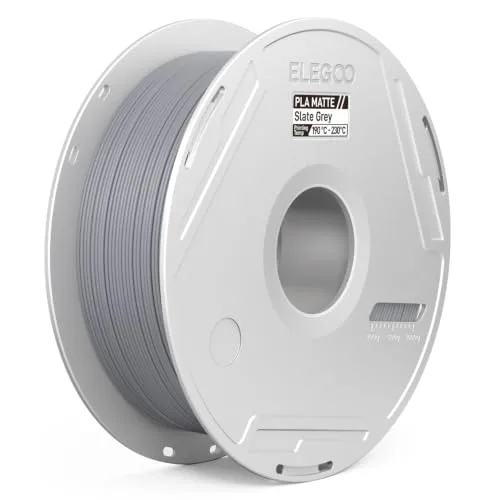Elegoo ELEGOO Matte PLA 3D Printer Filament with Reusable Spool， Printing Filament Slate Grey 1 kg, Dimensional Accuracy +/-, Compatible with Most 3D Printers