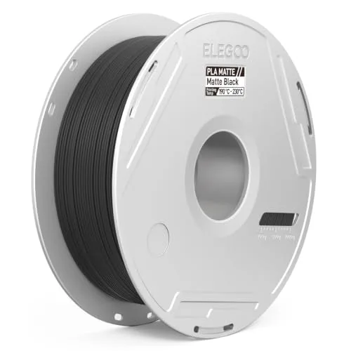 Elegoo ELEGOO Matte PLA 3D Printer Filament with Reusable Spool， Printing Filament Black 1 kg, Dimensional Accuracy +/-, Compatible with Most 3D Printers