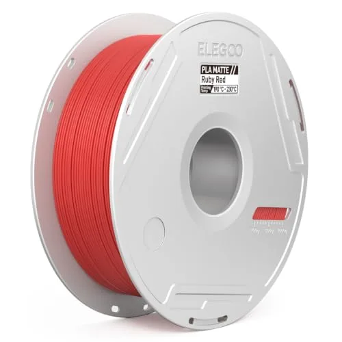 Elegoo ELEGOO Matte PLA 3D Printer Filament with Reusable Spool， Printing Filament Gemstone Red 1 kg, Dimensional Accuracy +/-, Compatible with Most 3D Printers