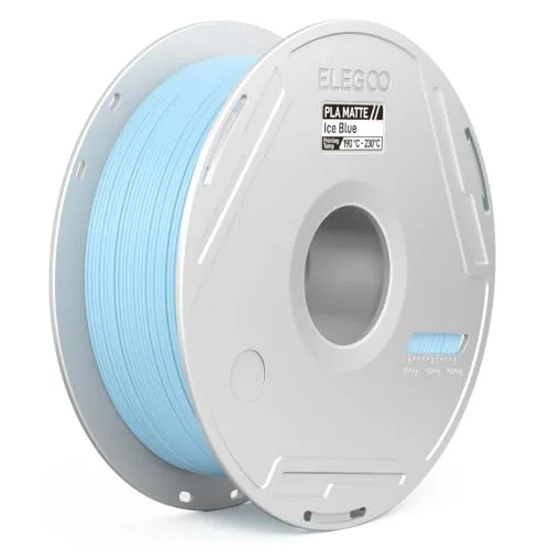Elegoo ELEGOO Matte PLA 3D Printer Filament with Reusable Spool， Printing Filament Ice Blue 1 kg, Dimensional Accuracy +/-, Compatible with Most 3D Printers