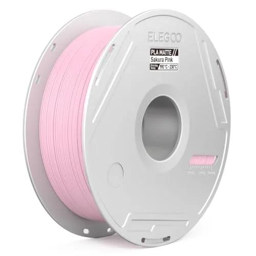 Elegoo ELEGOO Matte PLA 3D Printer Filament with Reusable Spool， Printing Filament Cherry Blossom Pink 1 kg, Dimensional Accuracy +/-, Compatible with Most 3D Printers