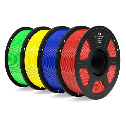 Elegoo ELEGOO PLA Filament Bundle 4KG, 3D Printer Filament Dimensional Accuracy +/-, 4pcs 1kg Spool(2.2lbs) Fit Most FDM 3D Printers(Red/Dark Blue/Yellow/Neon Green)