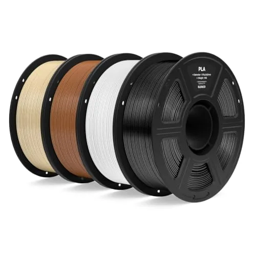 Elegoo ELEGOO PLA Filament Bundle 4KG, 3D Printer Filament Dimensional Accuracy +/-, 4pcs 1kg Spool(2.2lbs) Fit Most FDM 3D Printers(Black/White/Brown/Beige)