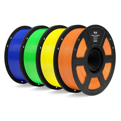 Elegoo ELEGOO PLA Filament Bundle 4KG, 3D Printer Filament Dimensional Accuracy +/-, 4pcs 1kg Spool(2.2lbs) Fit Most FDM 3D Printers(Orange/Yellow/Neon Green/Dark Blue)