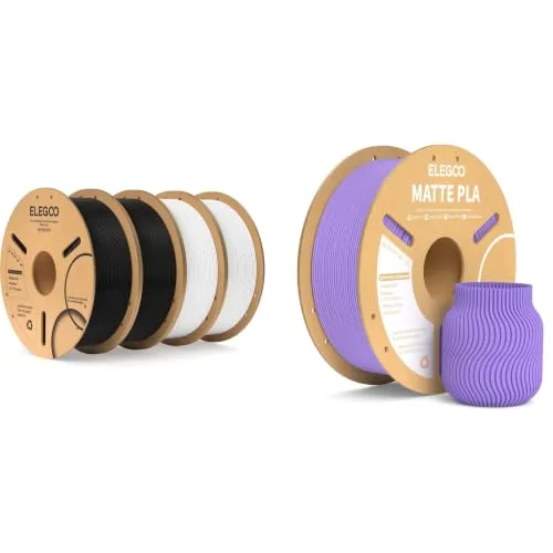 Elegoo ELEGOO PLA Filament Black & White 4KG & Matte Lavender Purple 1KG