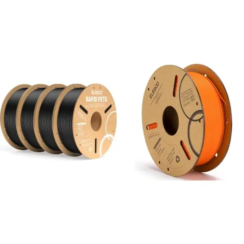 Elegoo ELEGOO PETG Filament Black 4KG & PLA Filament Orange 1KG