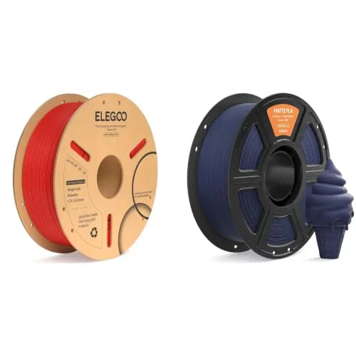 Elegoo ELEGOO PLA+ Filament Red 1KG & Matte PLA Filament Navy Blue 1KG