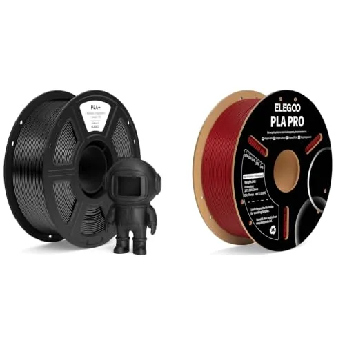 Elegoo ELEGOO Filament PLA+ Black 1KG & PLA PRO Burgundy Red 1KG