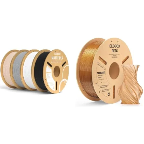 Elegoo ELEGOO Matte PLA Filament 4 Colors 4KG & PETG Clear Amber 1KG