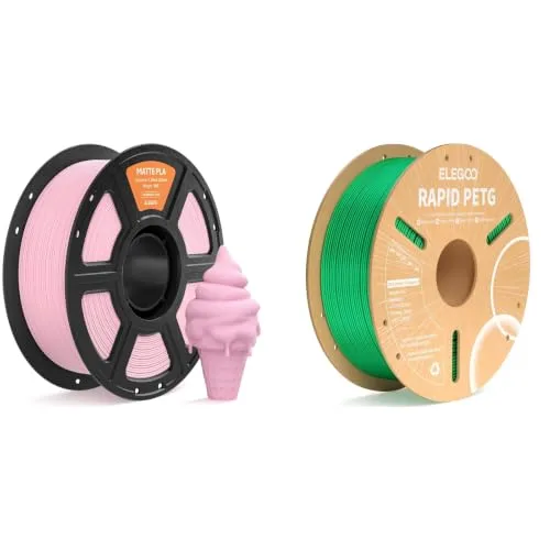 Elegoo ELEGOO Matte PLA Filament Sakura Pink 1KG & Rapid PETG Filament Green 1KG