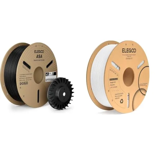 Elegoo ELEGOO ASA Filament Deep Black 1KG & PLA+ Filament White 1KG