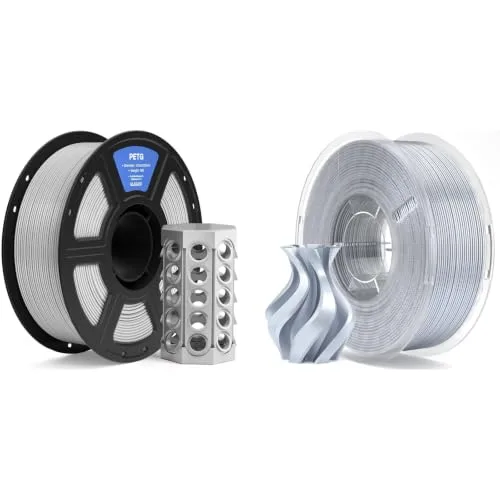 Elegoo ELEGOO PETG Filament Gray 1KG & Silk PLA Silver Grey 1KG