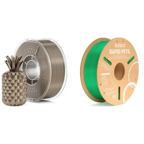 Elegoo ELEGOO Metallic PLA Filament Gold 1KG & Rapid PETG Filament Green 1KG
