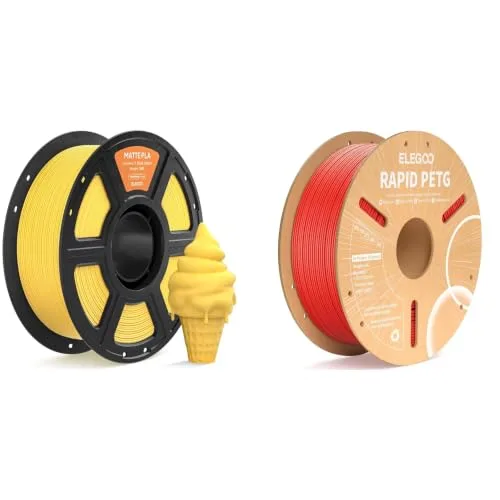 Elegoo ELEGOO Matte PLA Filament Sunshine Yellow 1KG & Rapid PETG Red 1KG